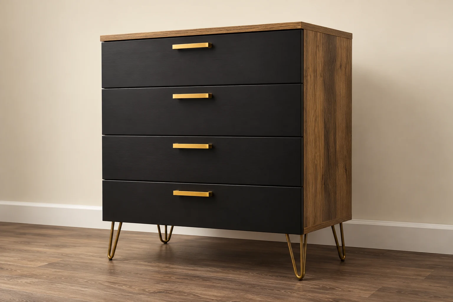 Chests of Drawers in oak-effect and charcoal finishes
