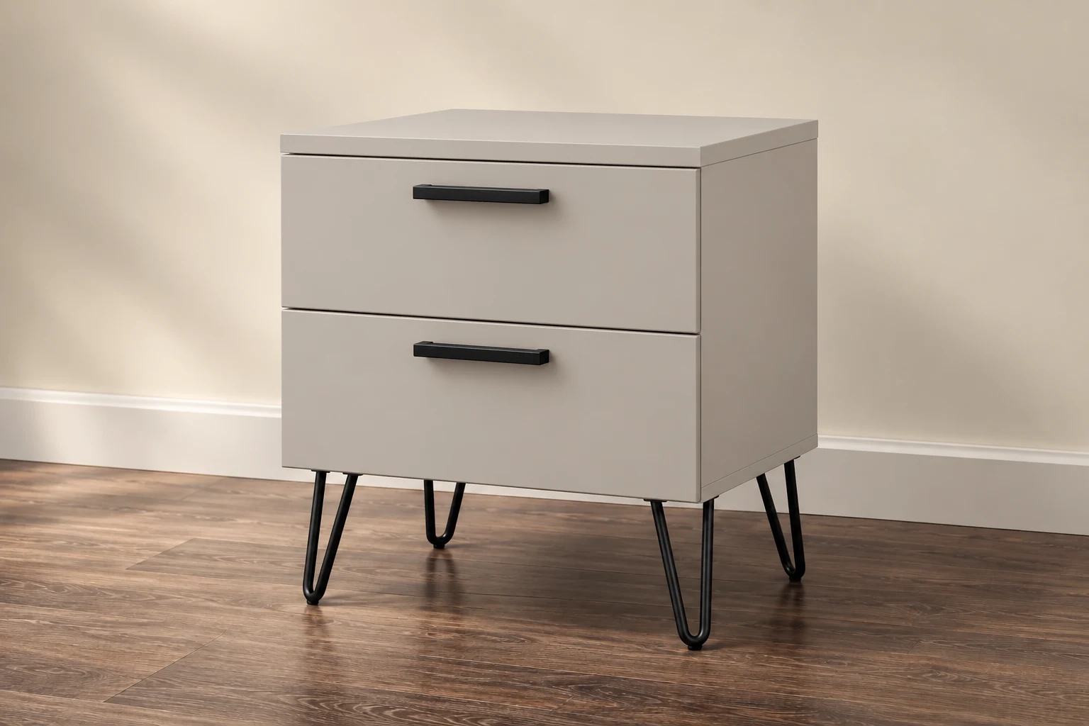 Bedside Cabinet — Cashmere Grey; 2 Drawer design preview