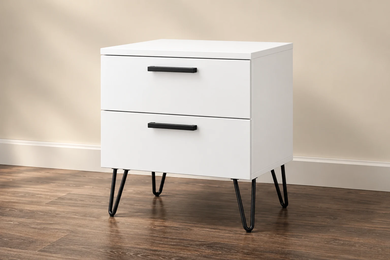 Bedside Cabinet — Premium White; 2 Drawer design preview