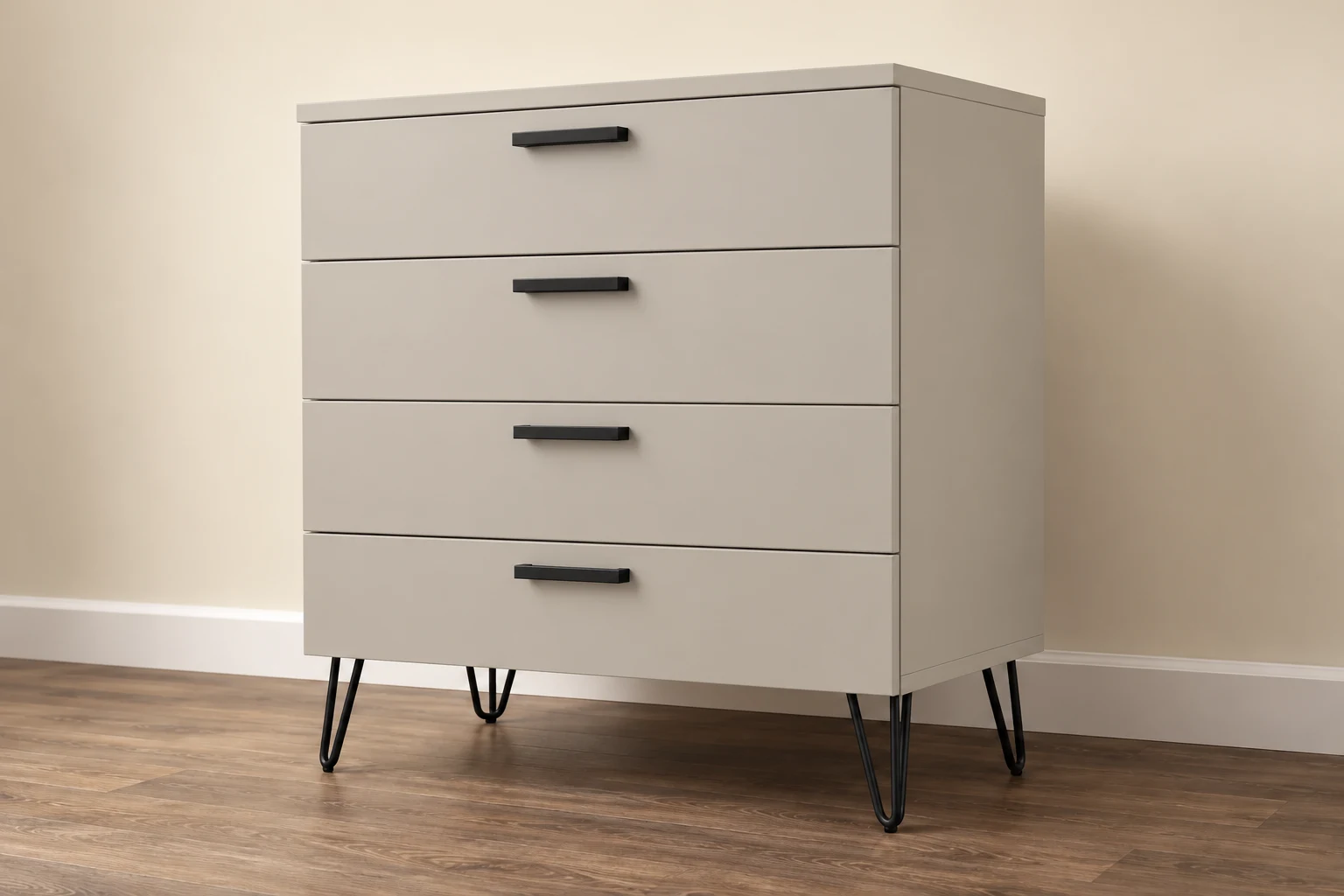 Chest of Drawers — Cashmere Grey; Wide 4 Drawer design preview