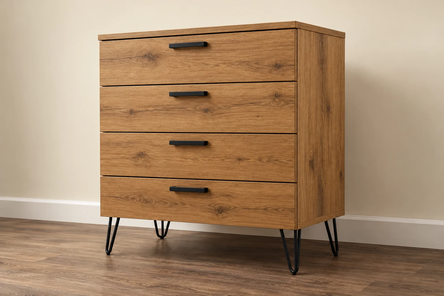 Chest of Drawers — Natural Wild Oak; Wide 4 Drawer design preview