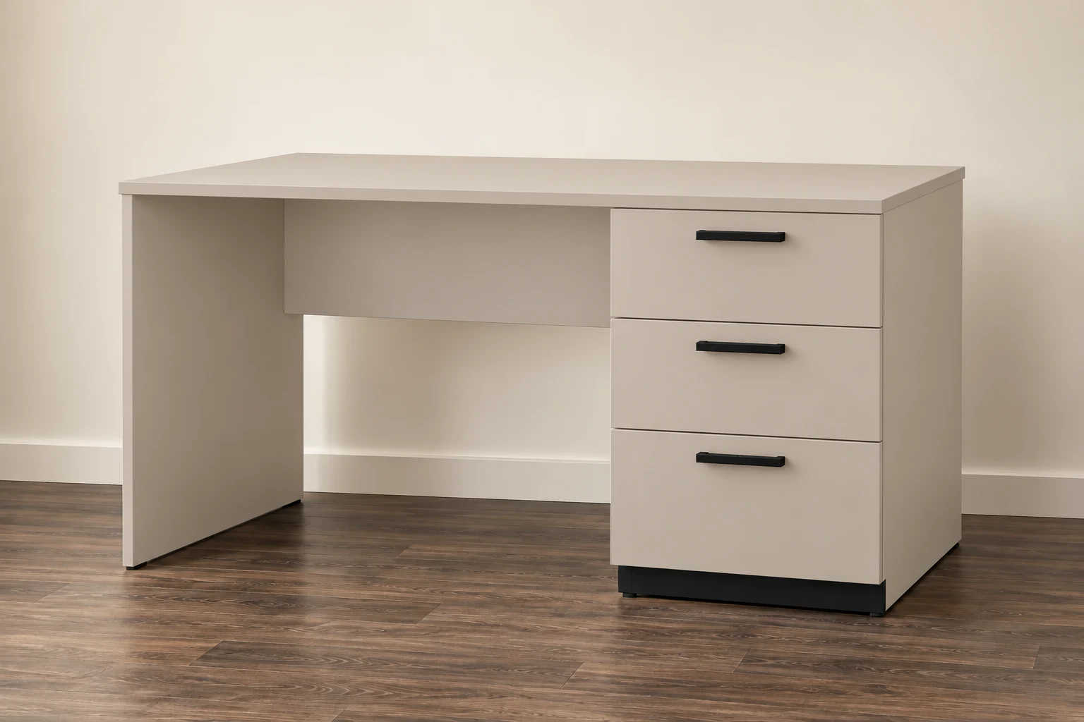 Home Office Desk — Cashmere Grey; Desk + Pedestal Storage design preview