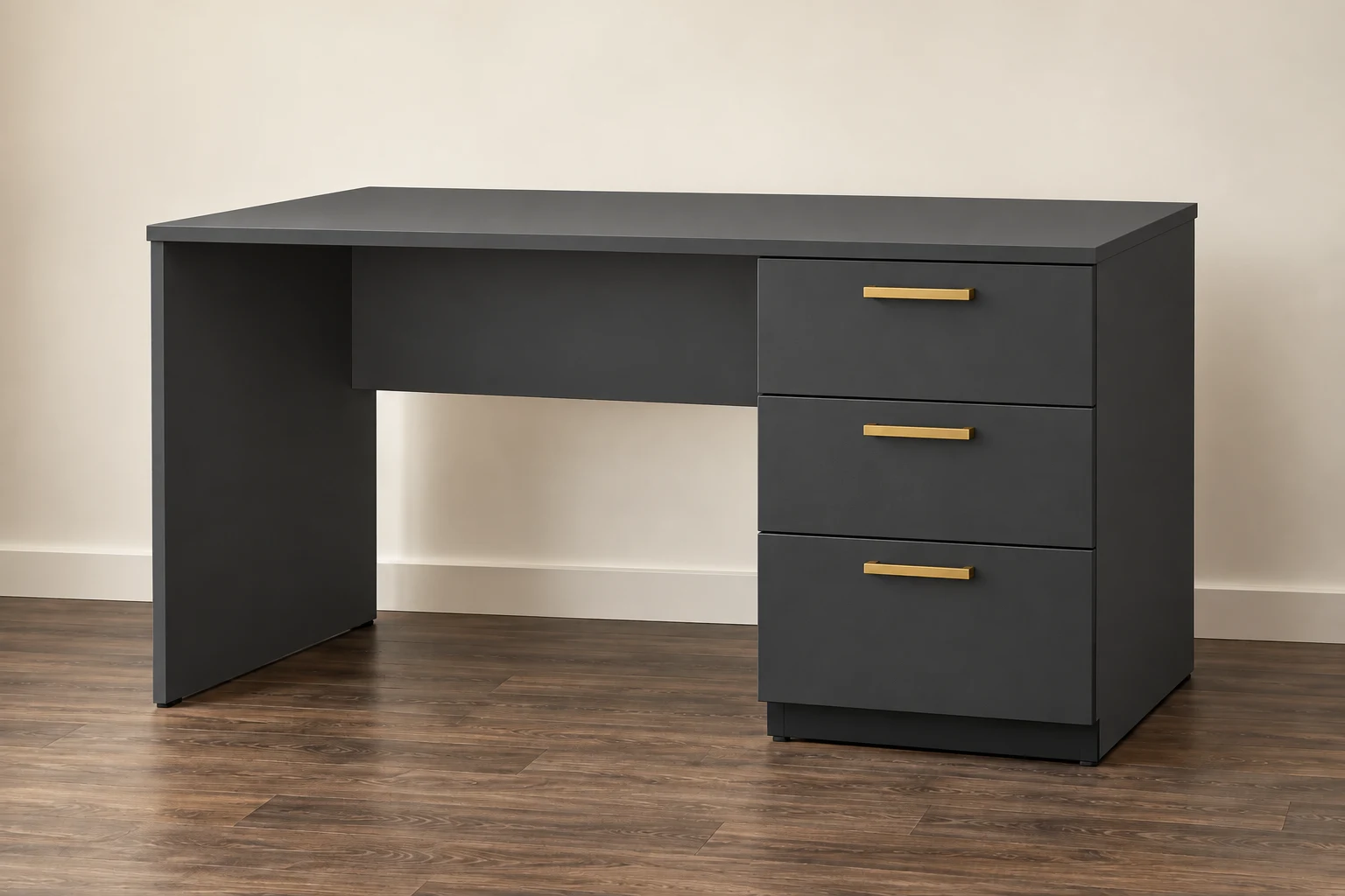 Home Office Desk — Diamond Grey; Desk + Pedestal Storage design preview