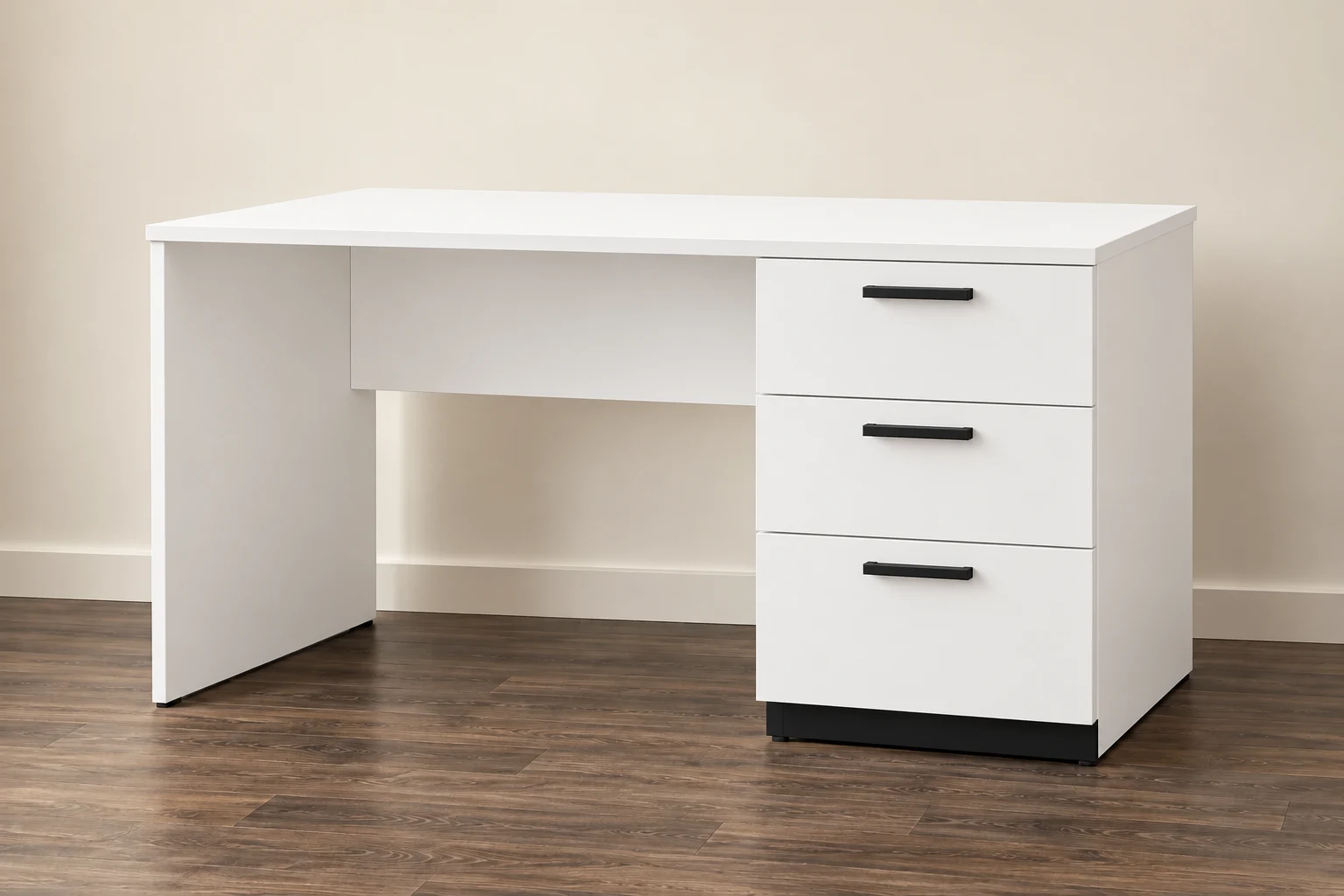 Home Office Desk — Premium White; Desk + Pedestal Storage design preview