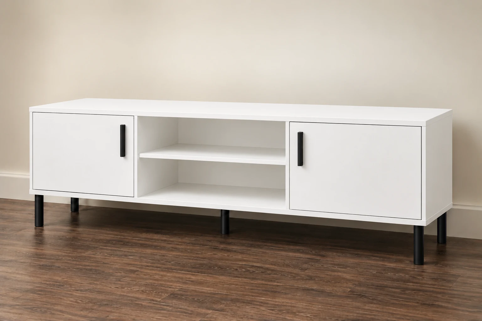 TV Stand / Media Console — Premium White; Standard design preview