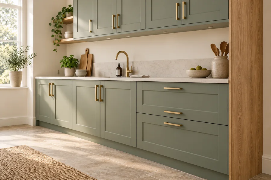 Kitchen doors in a bright, furnished home setting