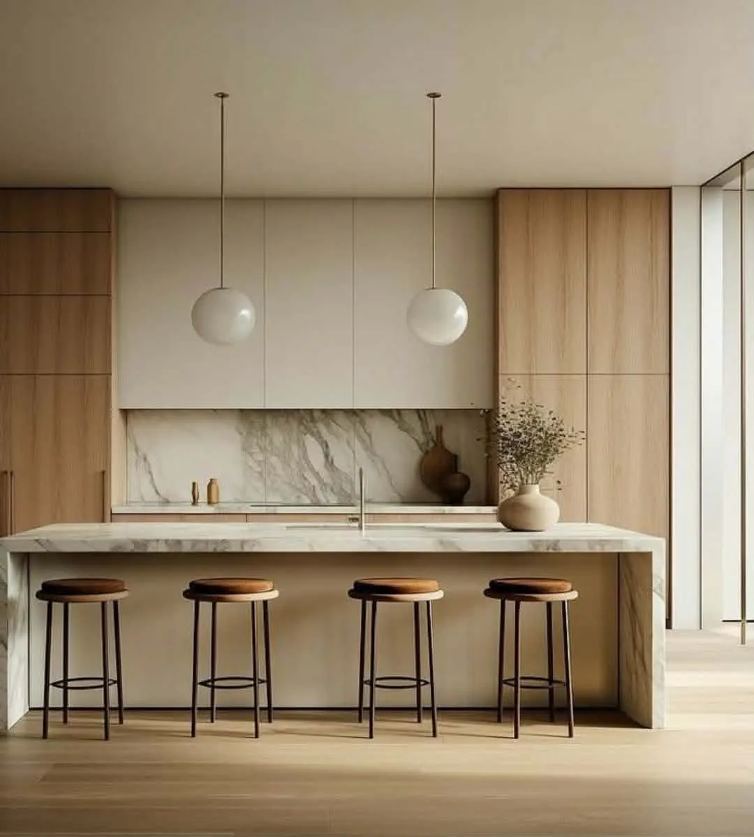 Bespoke fitted kitchen with marble island — Superio kitchen design visual