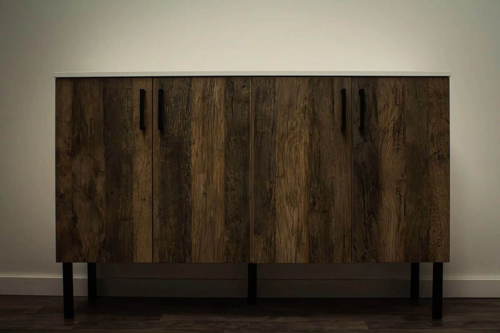 Rustic oak sideboard with matt white top, made by Superio